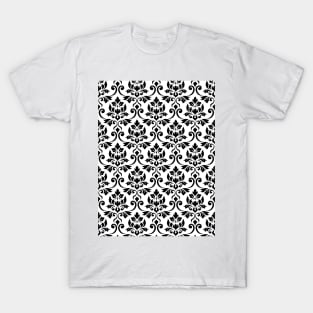 Feuille Damask Black on White Pattern T-Shirt